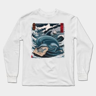 Dismal Dolphin Japanese Art Print Long Sleeve T-Shirt